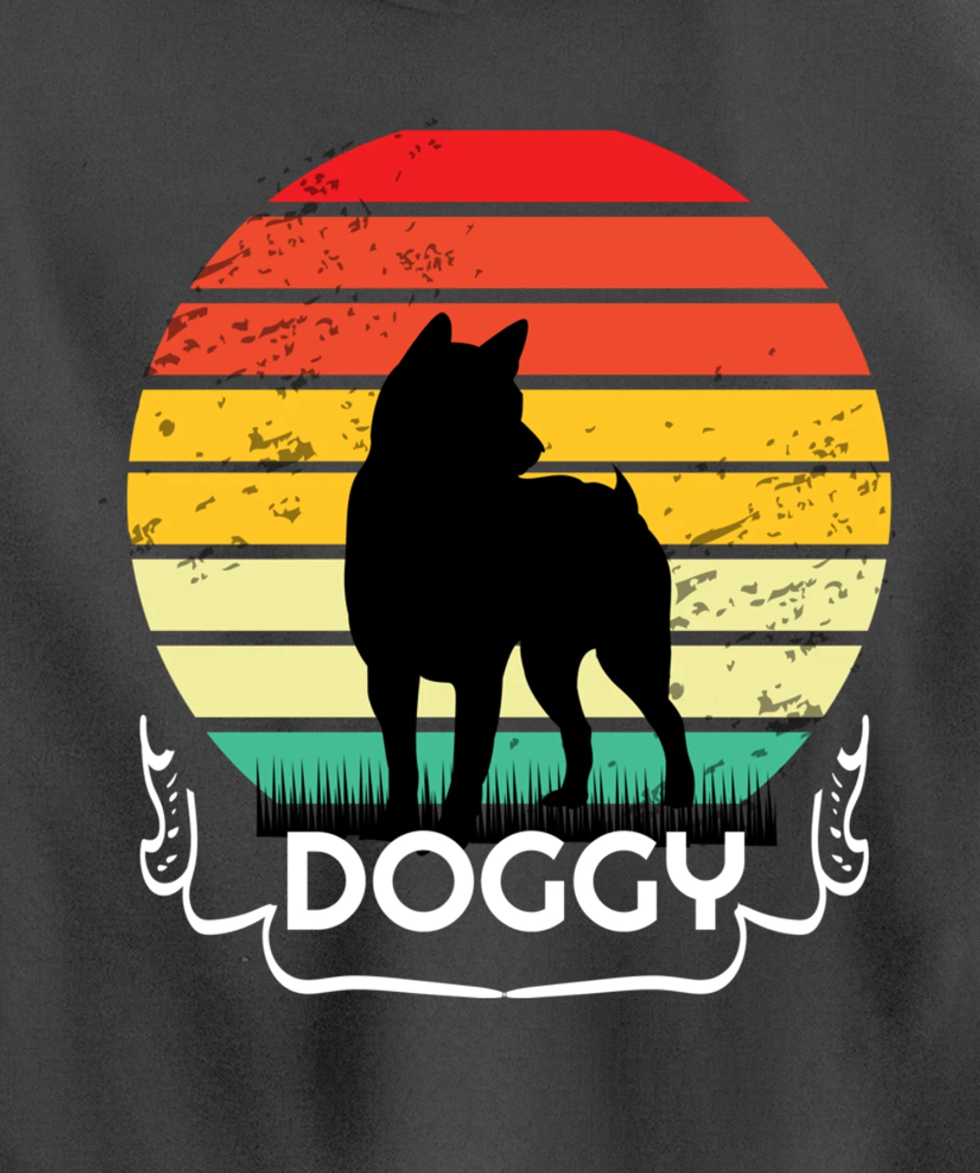 doggy Retro Vintage Sunset Pullover Hoodie