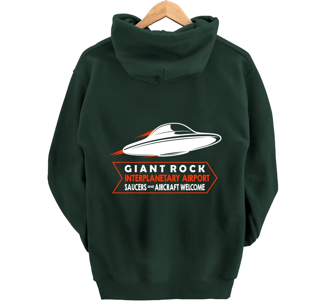 Giant Rock Interplanetary Airport Saucers - Aircraft Welcome Pullover Hoodie