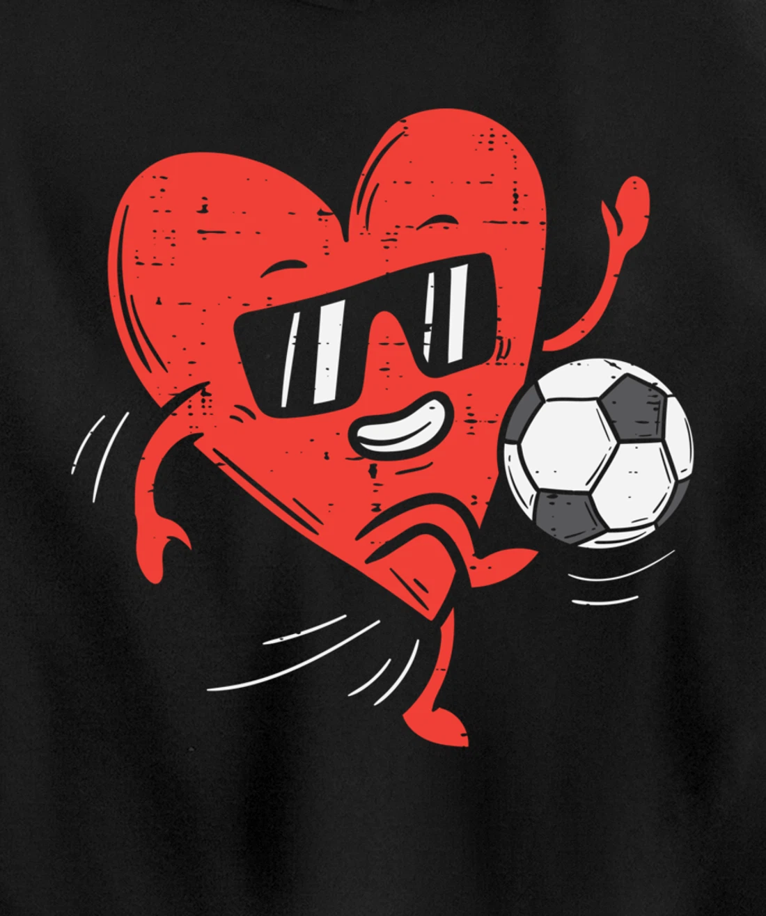 Heart Playing Soccer Valentines Day Football Girls Boys Pullover Hoodie