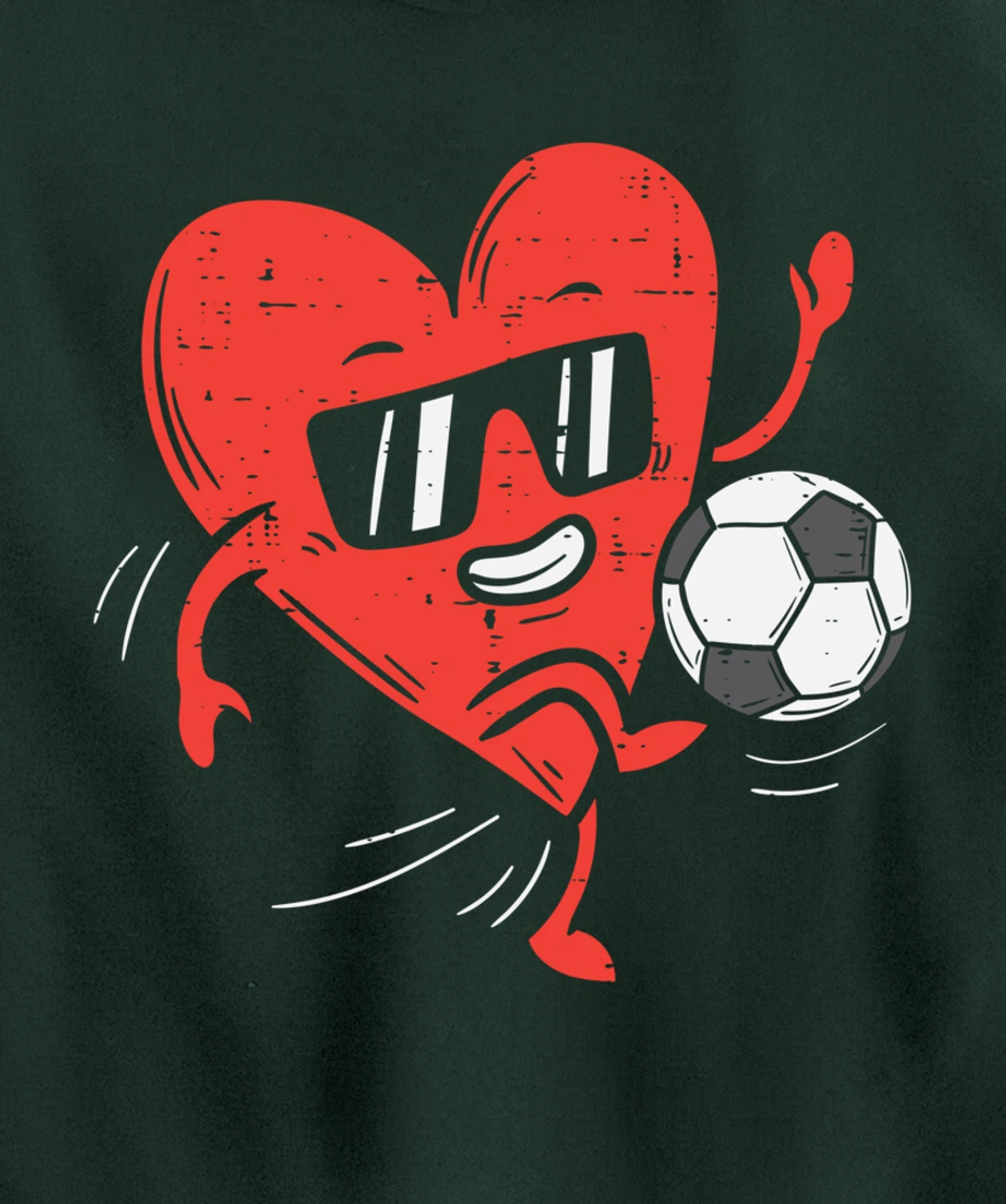 Heart Playing Soccer Valentines Day Football Girls Boys Pullover Hoodie