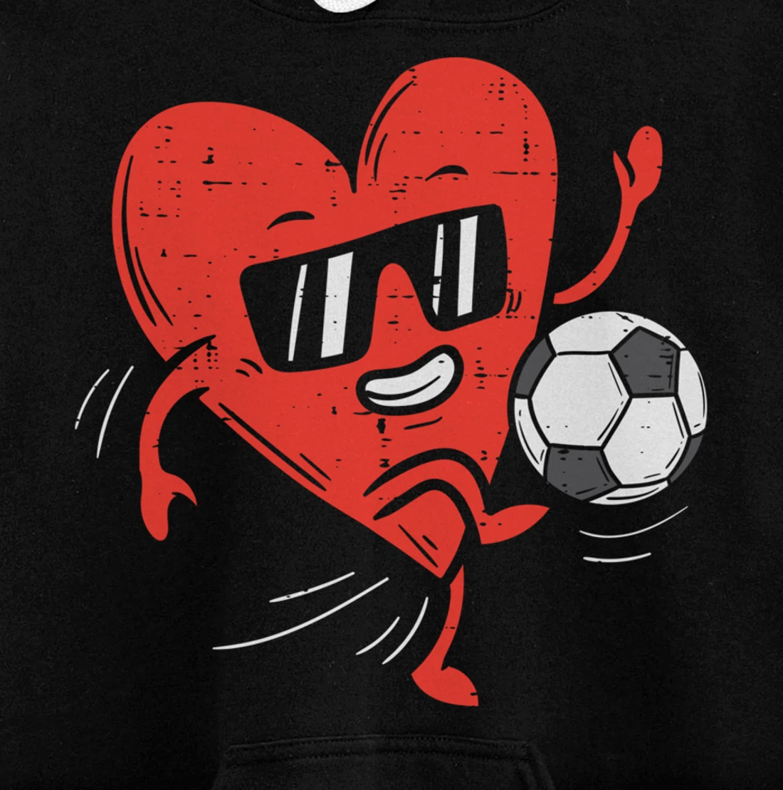 Heart Playing Soccer Valentines Day Football Girls Boys Pullover Hoodie
