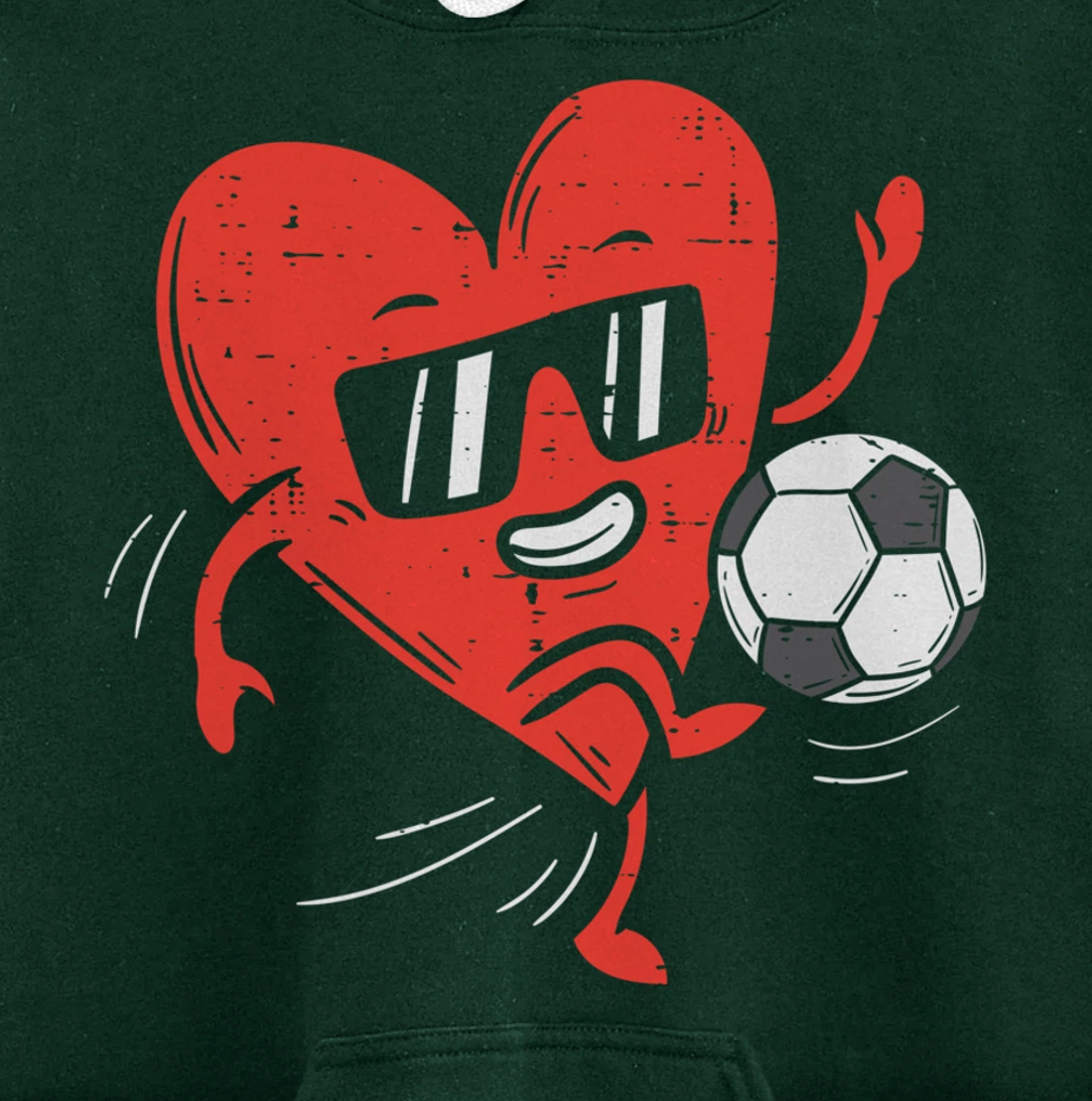 Heart Playing Soccer Valentines Day Football Girls Boys Pullover Hoodie