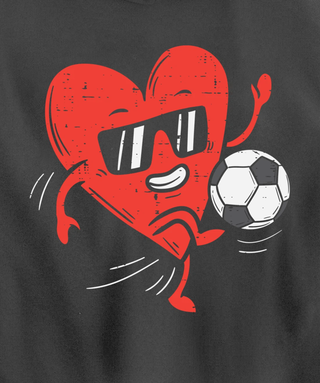 Heart Playing Soccer Valentines Day Football Girls Boys Pullover Hoodie