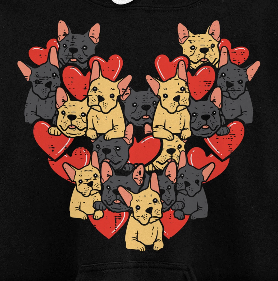 French Bulldogs Hearts Cute Valentines Day Frenchie Dog Pullover Hoodie