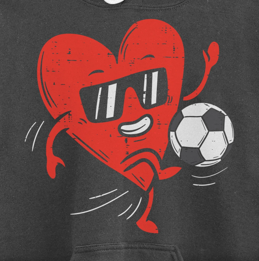Heart Playing Soccer Valentines Day Football Girls Boys Pullover Hoodie