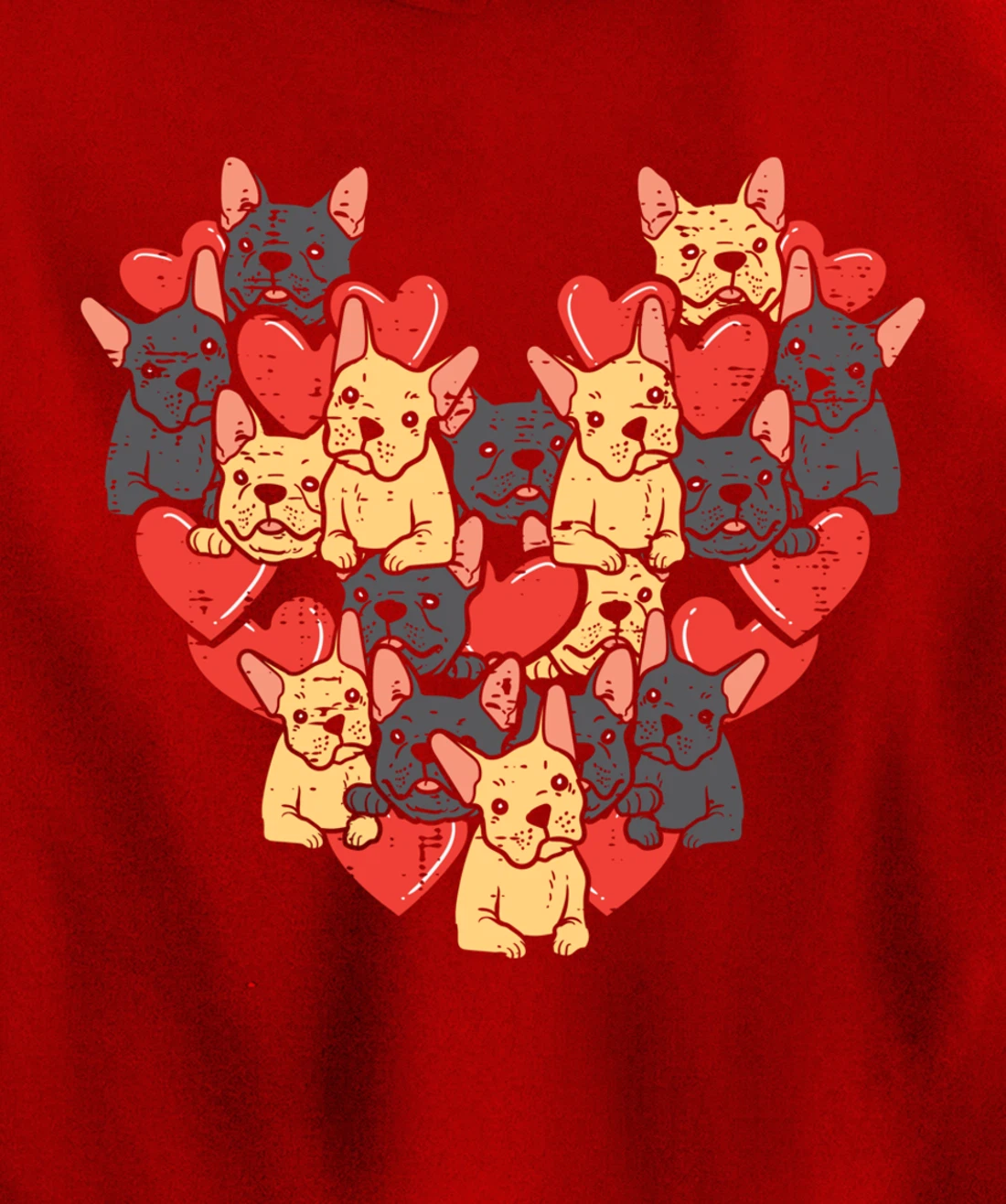 French Bulldogs Hearts Cute Valentines Day Frenchie Dog Pullover Hoodie