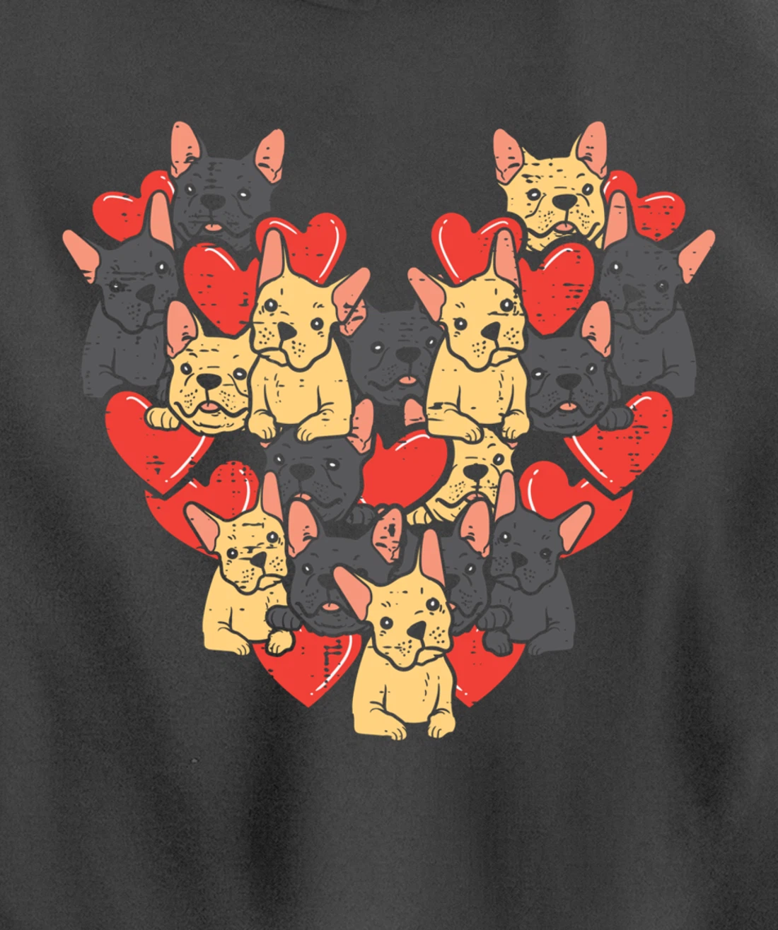 French Bulldogs Hearts Cute Valentines Day Frenchie Dog Pullover Hoodie
