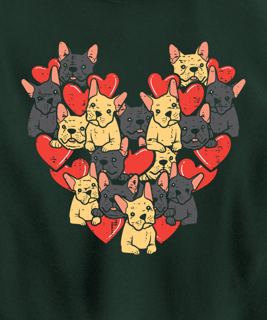 French Bulldogs Hearts Cute Valentines Day Frenchie Dog Pullover Hoodie