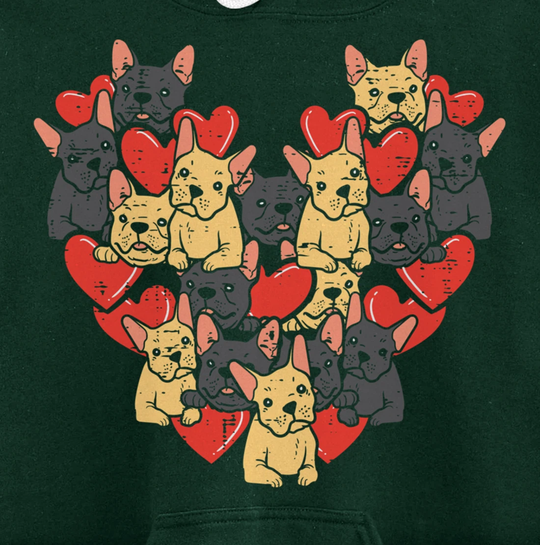 French Bulldogs Hearts Cute Valentines Day Frenchie Dog Pullover Hoodie