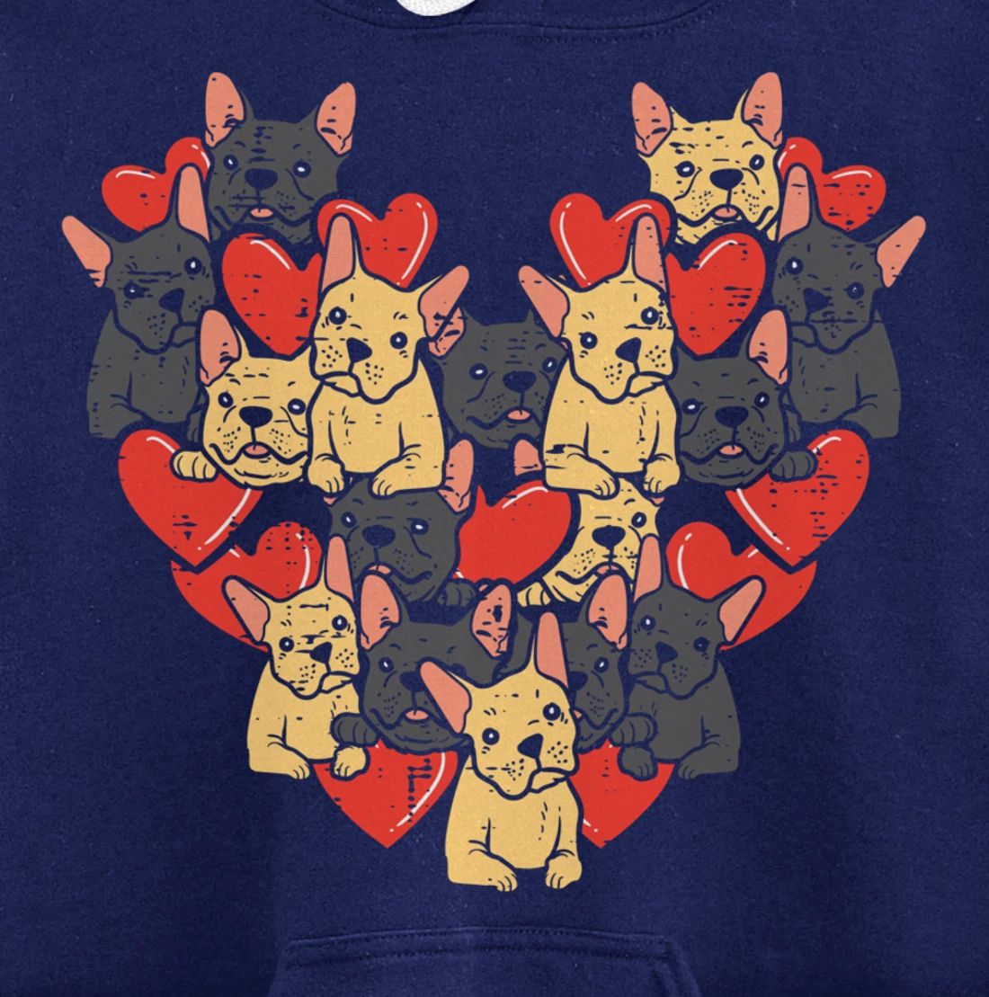 French Bulldogs Hearts Cute Valentines Day Frenchie Dog Pullover Hoodie