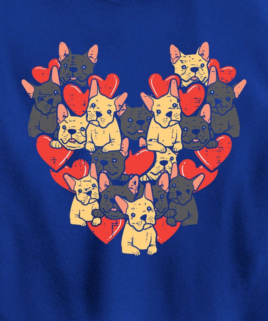 French Bulldogs Hearts Cute Valentines Day Frenchie Dog Pullover Hoodie