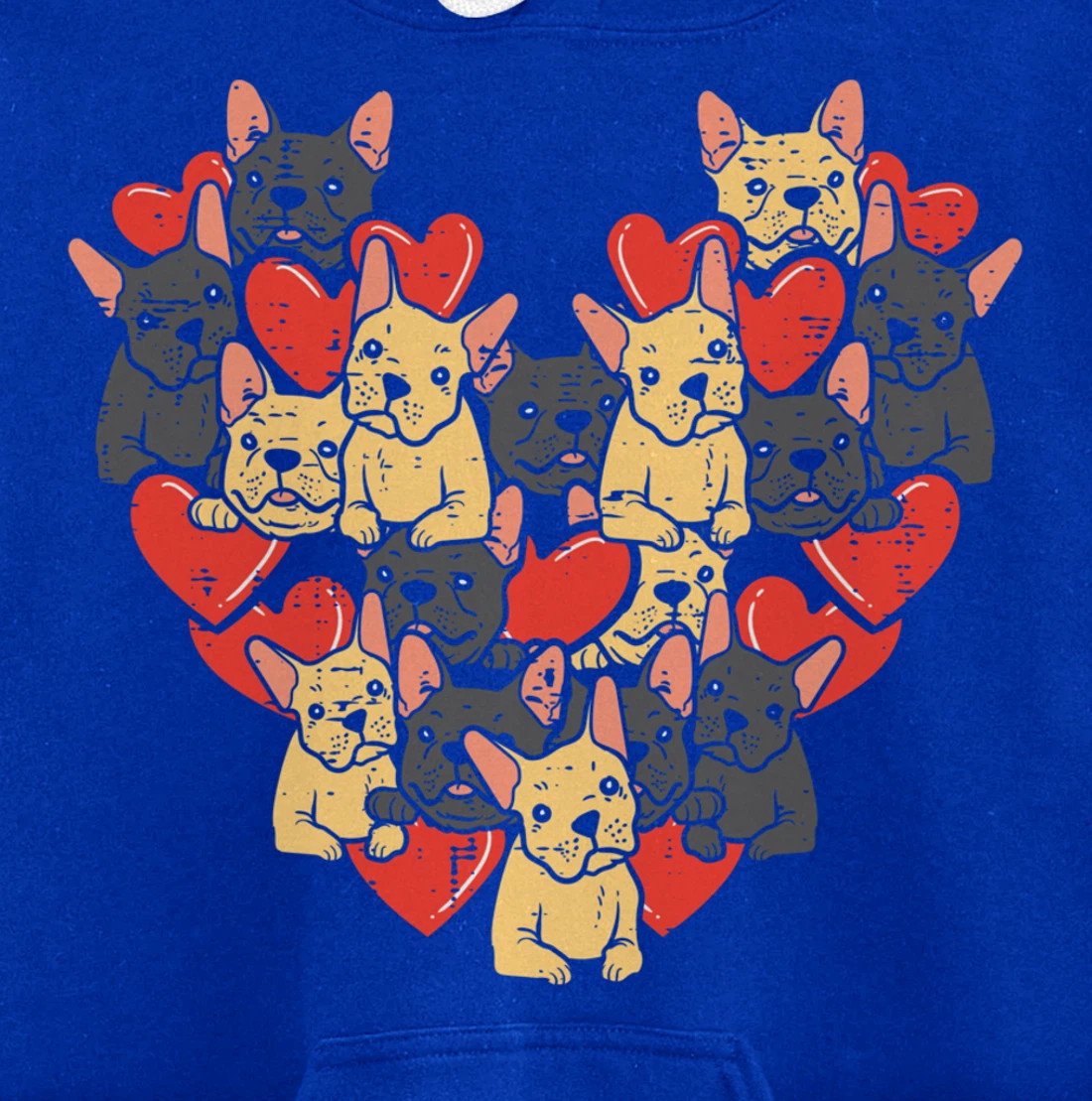 French Bulldogs Hearts Cute Valentines Day Frenchie Dog Pullover Hoodie