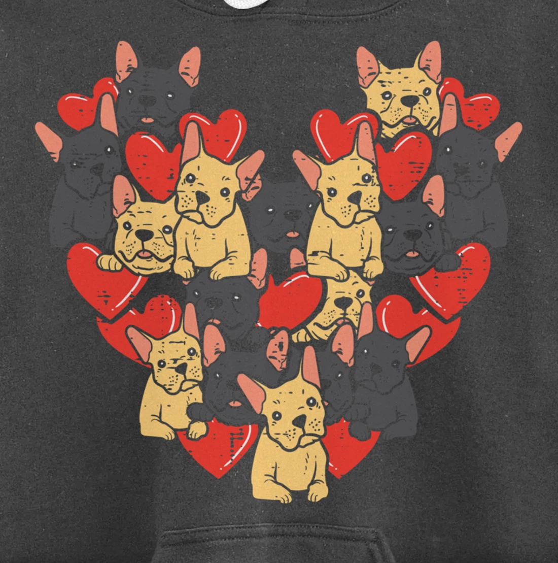 French Bulldogs Hearts Cute Valentines Day Frenchie Dog Pullover Hoodie