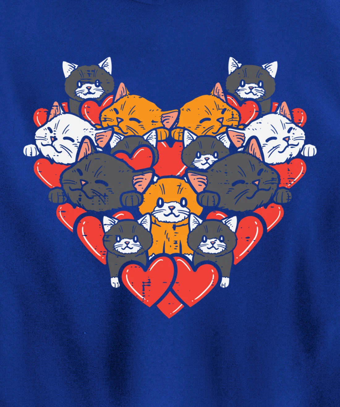 Heart Shaped Cats Cute Valentines Day Kitten Animal Women Pullover Hoodie