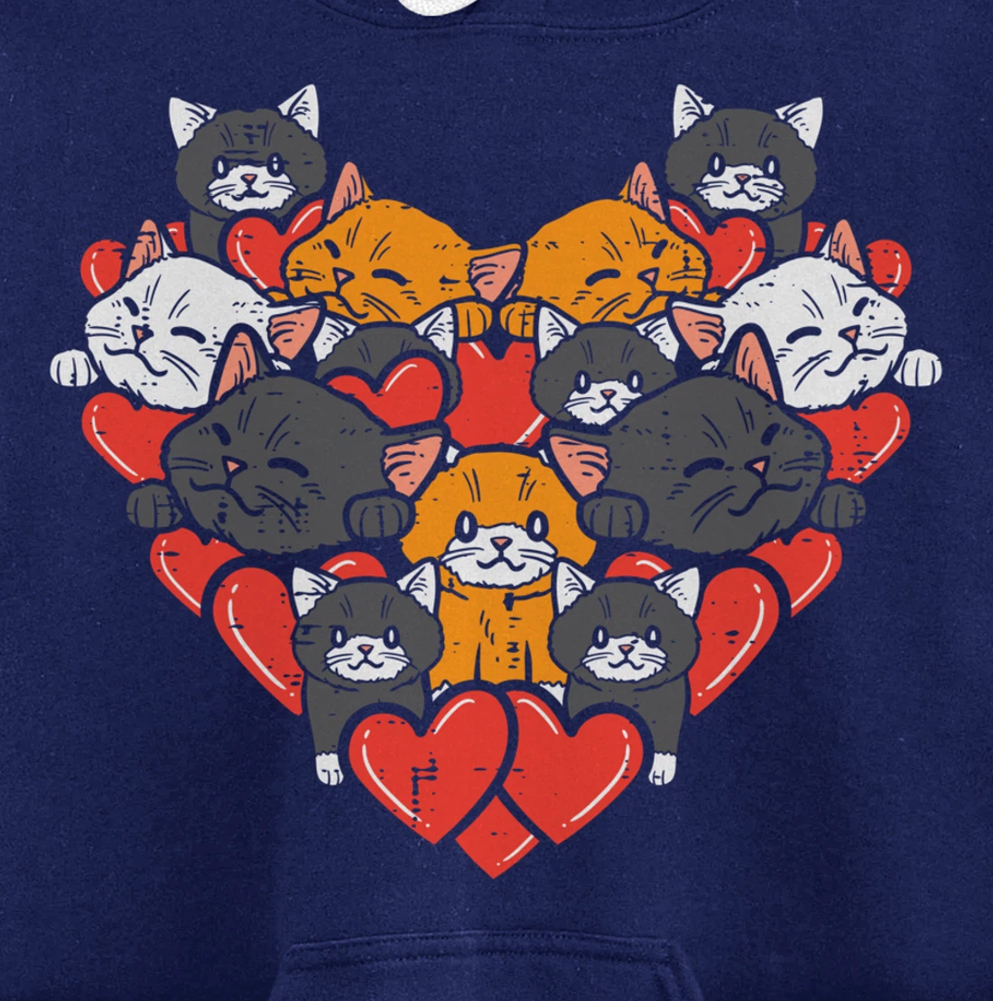 Heart Shaped Cats Cute Valentines Day Kitten Animal Women Pullover Hoodie