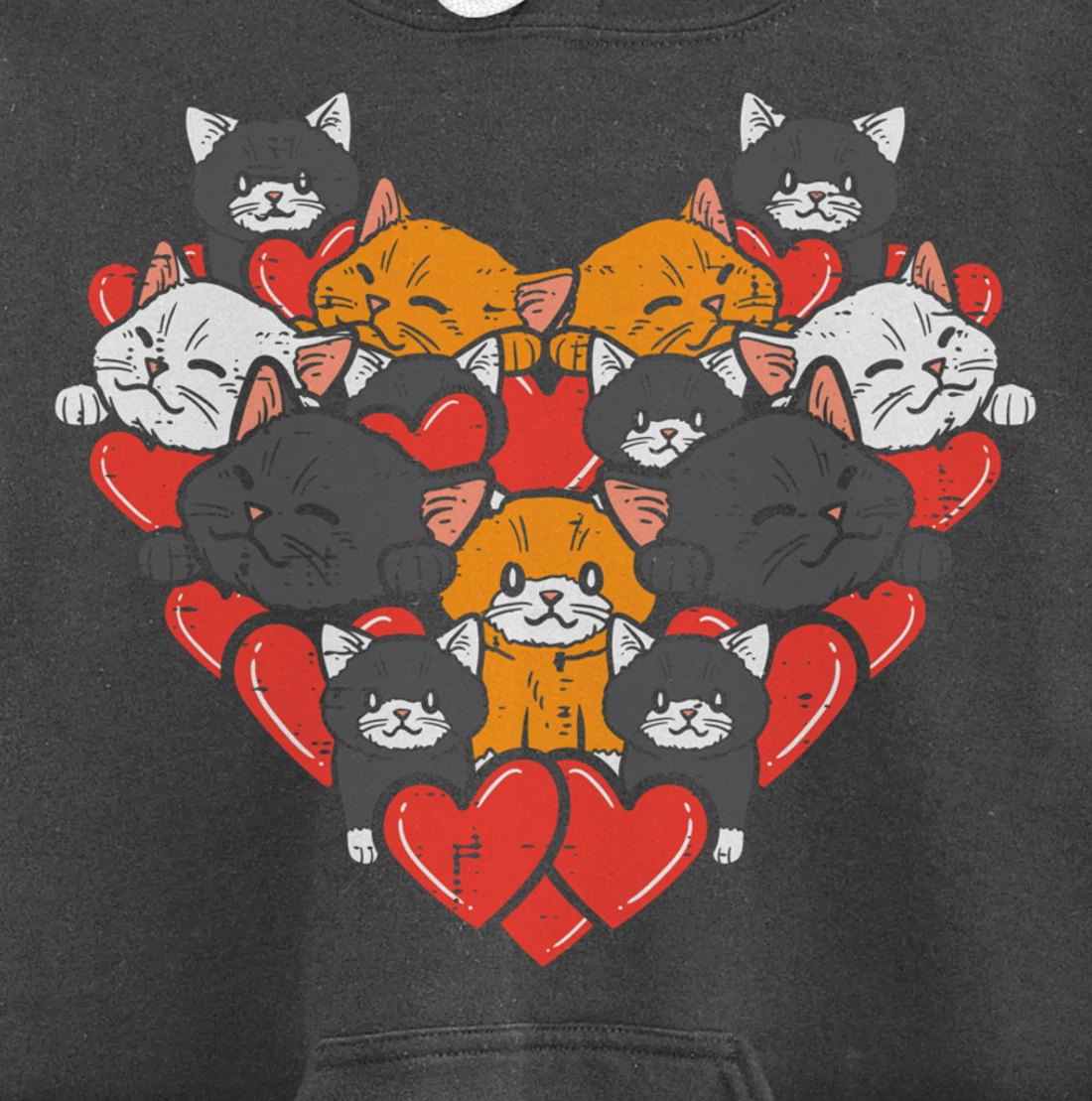 Heart Shaped Cats Cute Valentines Day Kitten Animal Women Pullover Hoodie