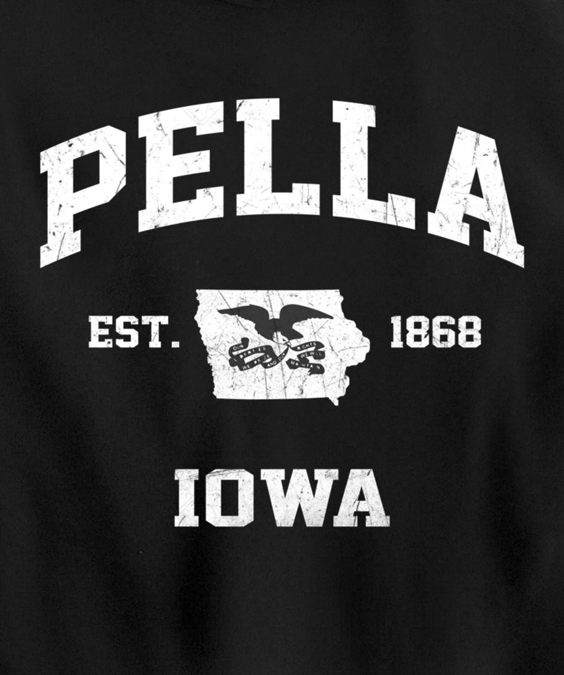 Pella Iowa IA vintage State Athletic style Pullover Hoodie