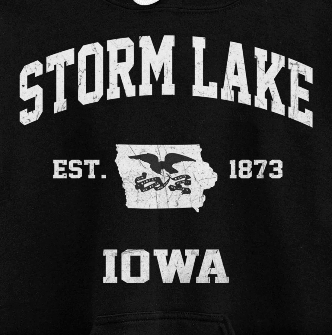 Storm Lake Iowa IA vintage State Athletic style Pullover Hoodie