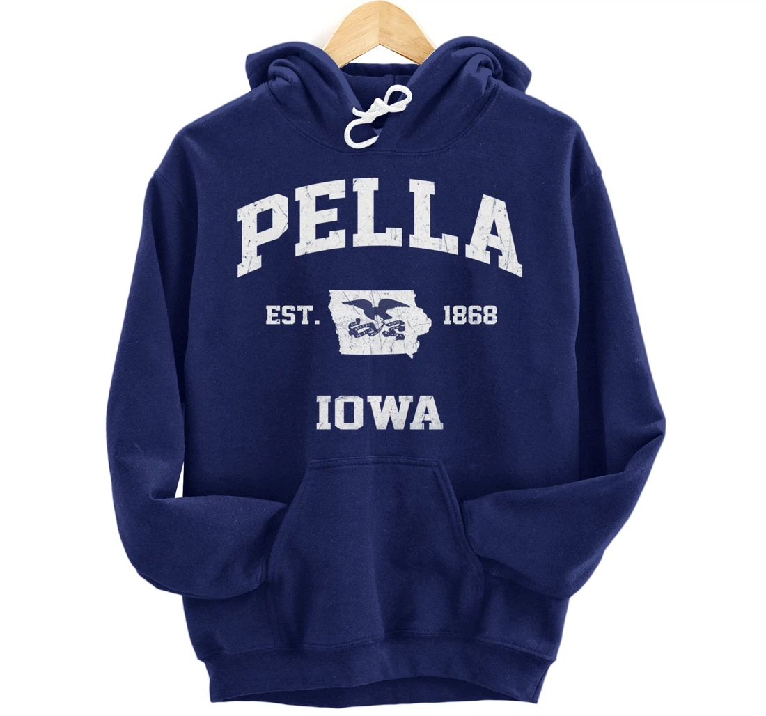 Pella Iowa IA vintage State Athletic style Pullover Hoodie
