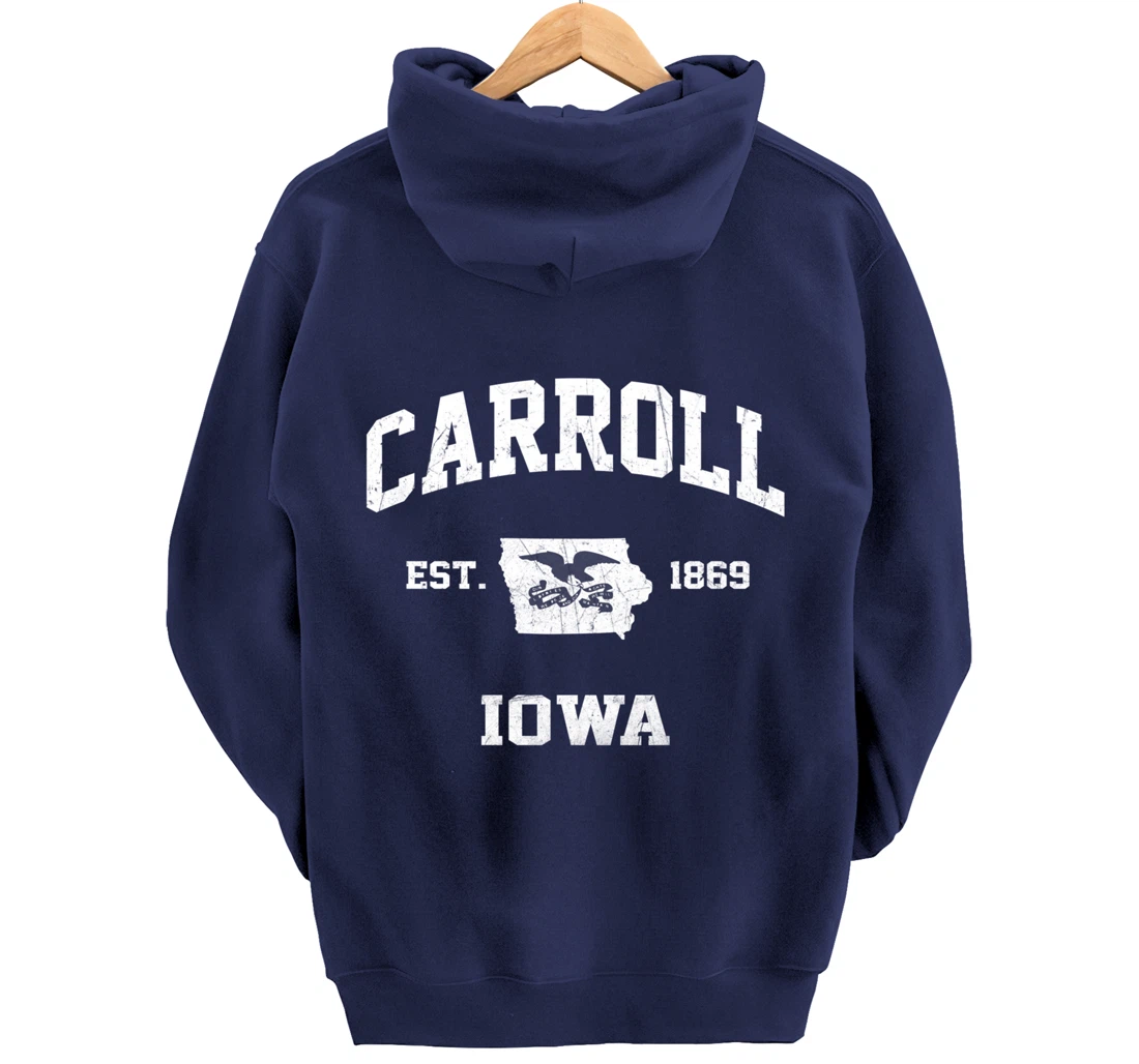 Carroll Iowa IA vintage State Athletic style Pullover Hoodie