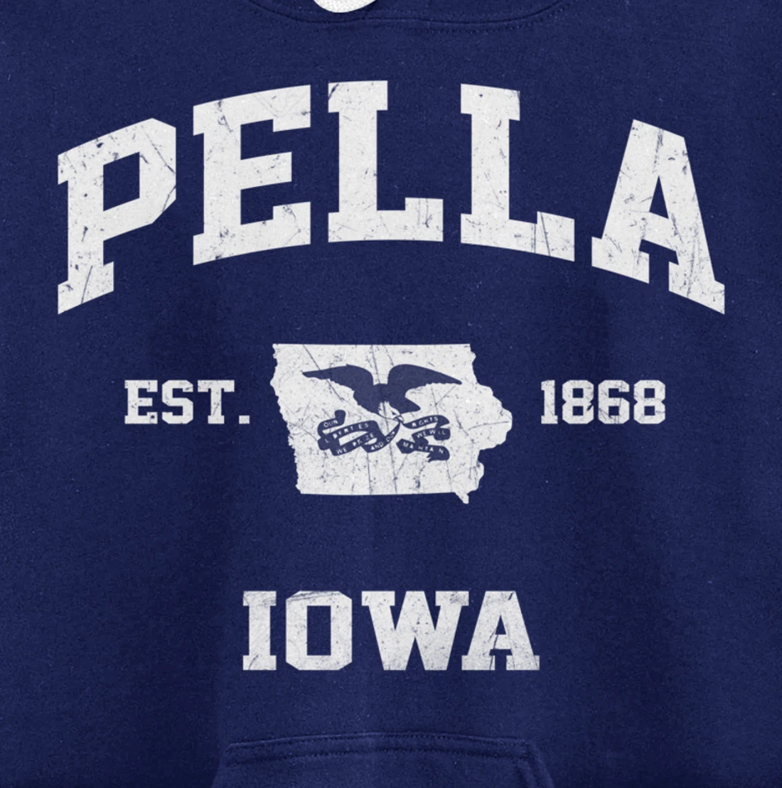 Pella Iowa IA vintage State Athletic style Pullover Hoodie
