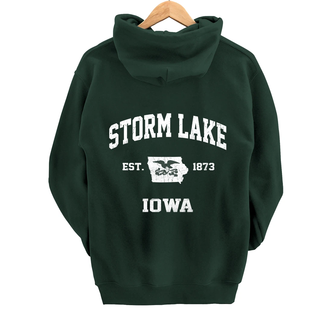 Storm Lake Iowa IA vintage State Athletic style Pullover Hoodie