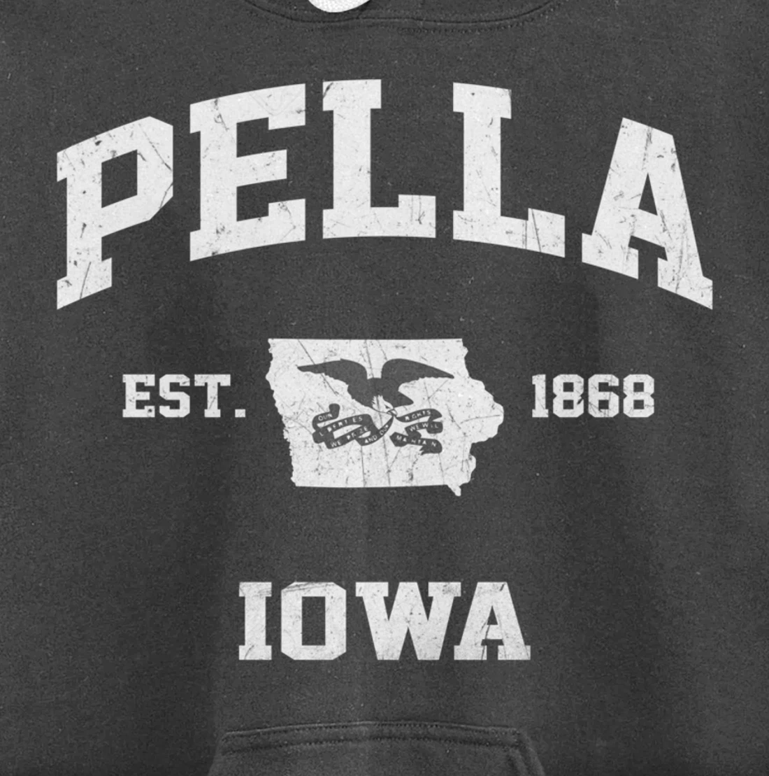 Pella Iowa IA vintage State Athletic style Pullover Hoodie