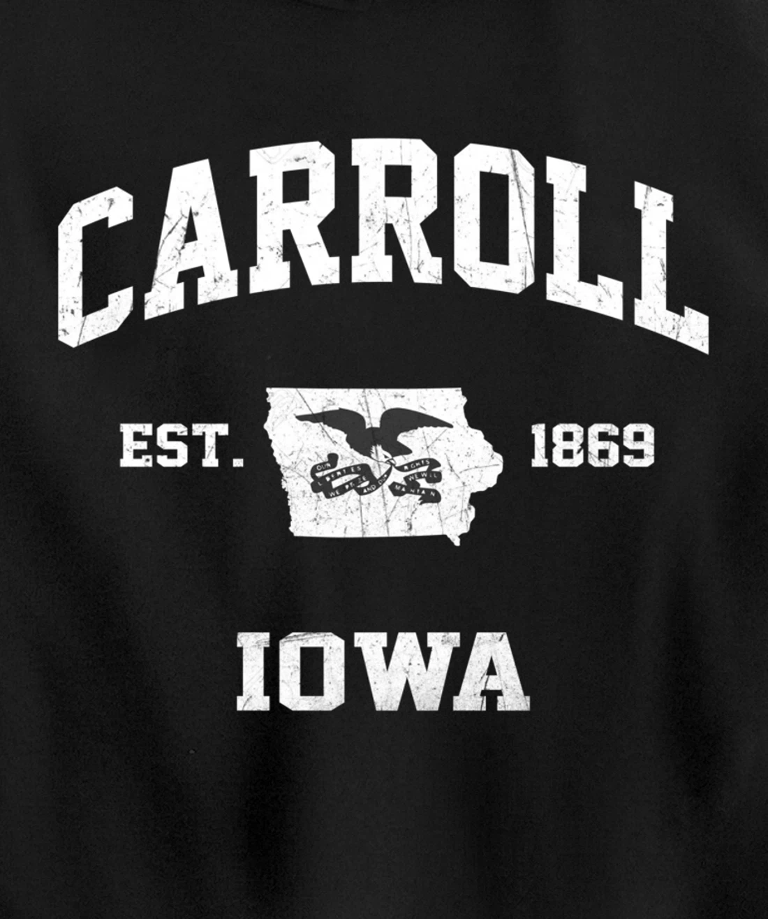 Carroll Iowa IA vintage State Athletic style Pullover Hoodie