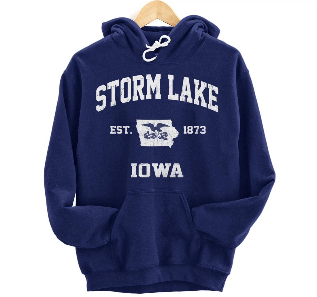 Storm Lake Iowa IA vintage State Athletic style Pullover Hoodie