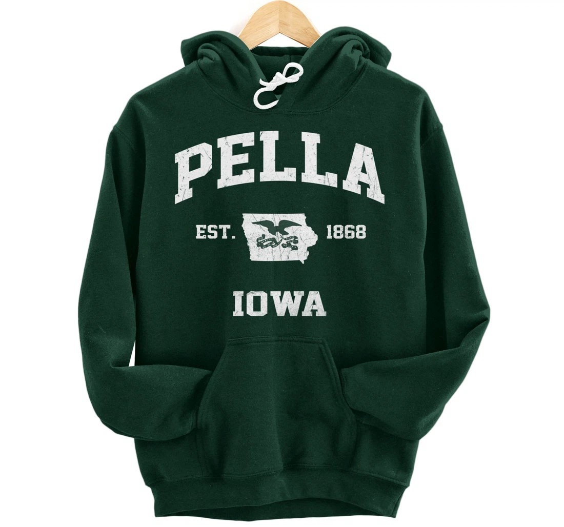 Pella Iowa IA vintage State Athletic style Pullover Hoodie