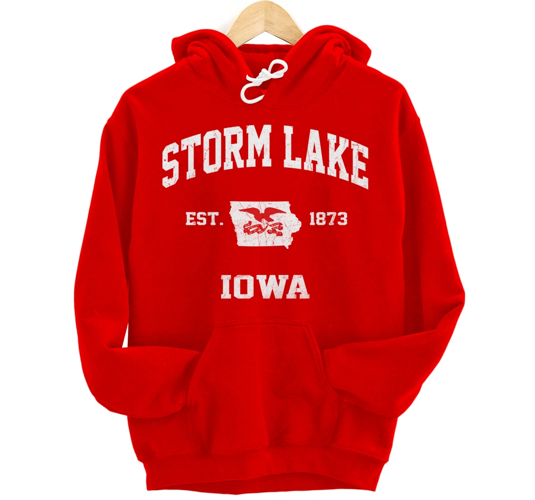Storm Lake Iowa IA vintage State Athletic style Pullover Hoodie