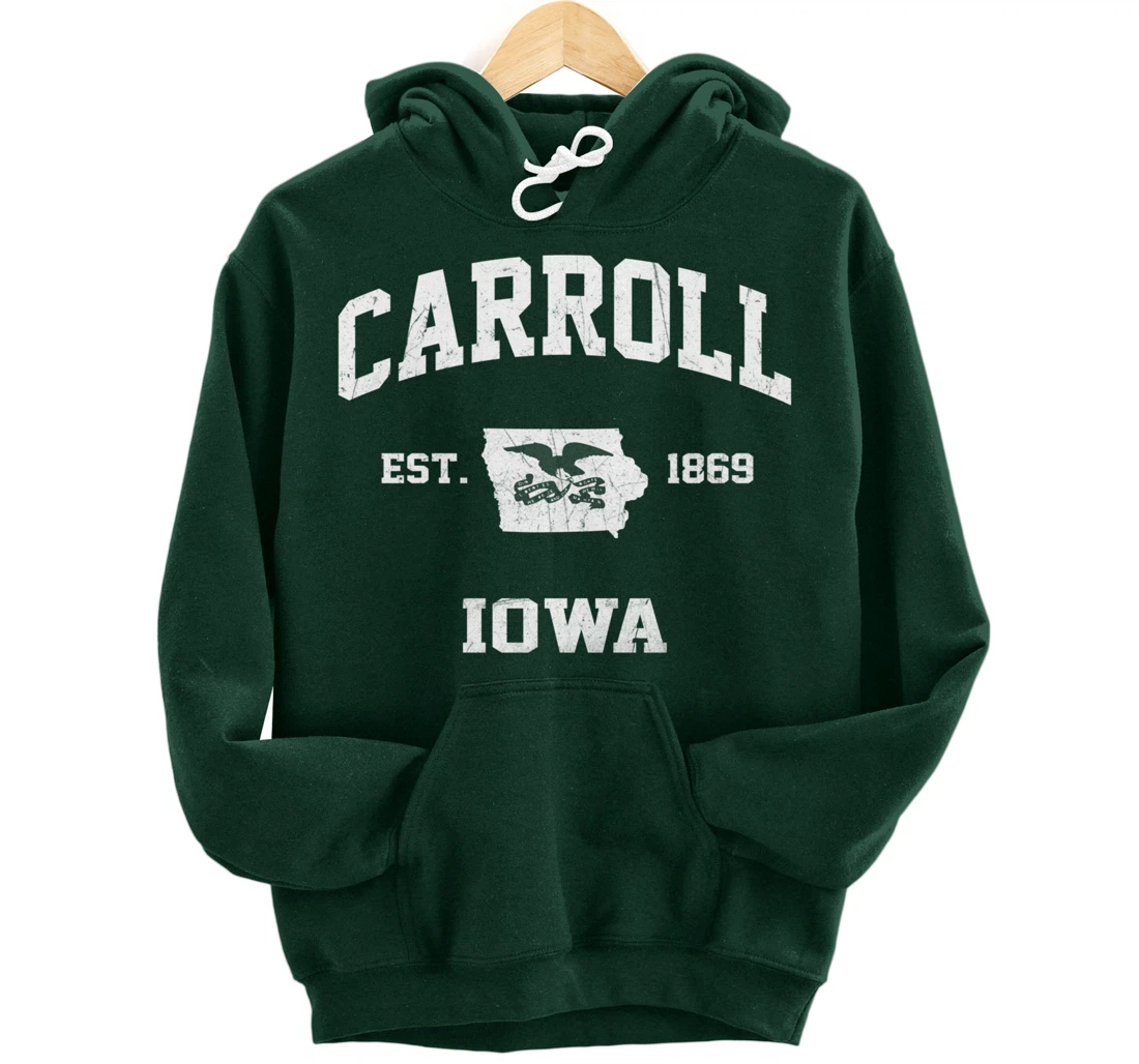 Carroll Iowa IA vintage State Athletic style Pullover Hoodie
