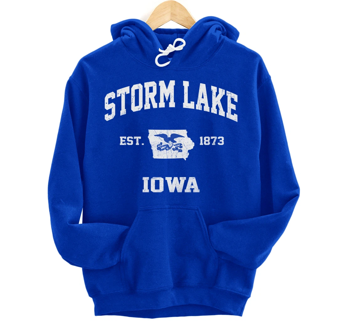 Storm Lake Iowa IA vintage State Athletic style Pullover Hoodie