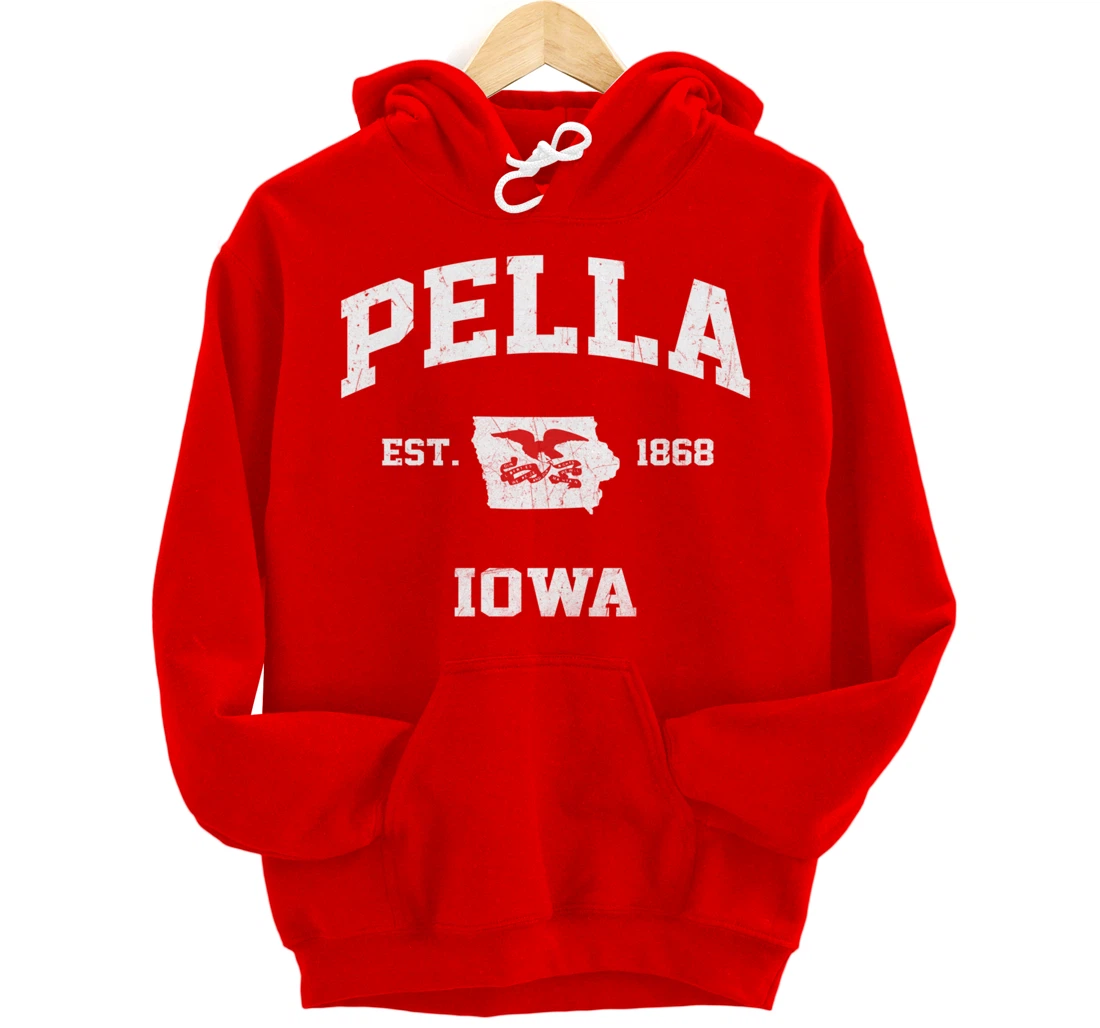Pella Iowa IA vintage State Athletic style Pullover Hoodie