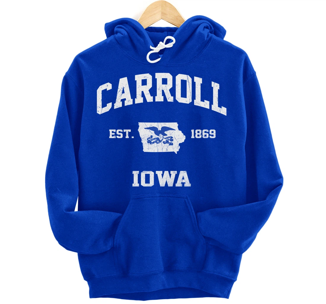 Carroll Iowa IA vintage State Athletic style Pullover Hoodie