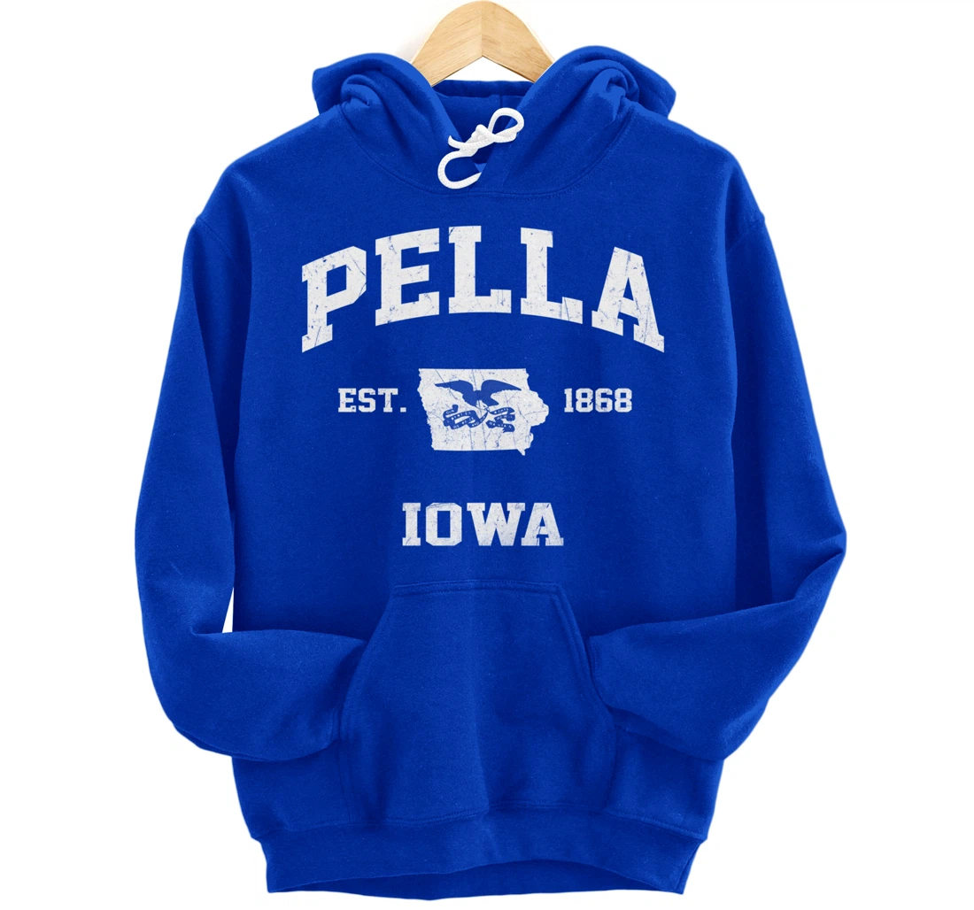 Pella Iowa IA vintage State Athletic style Pullover Hoodie