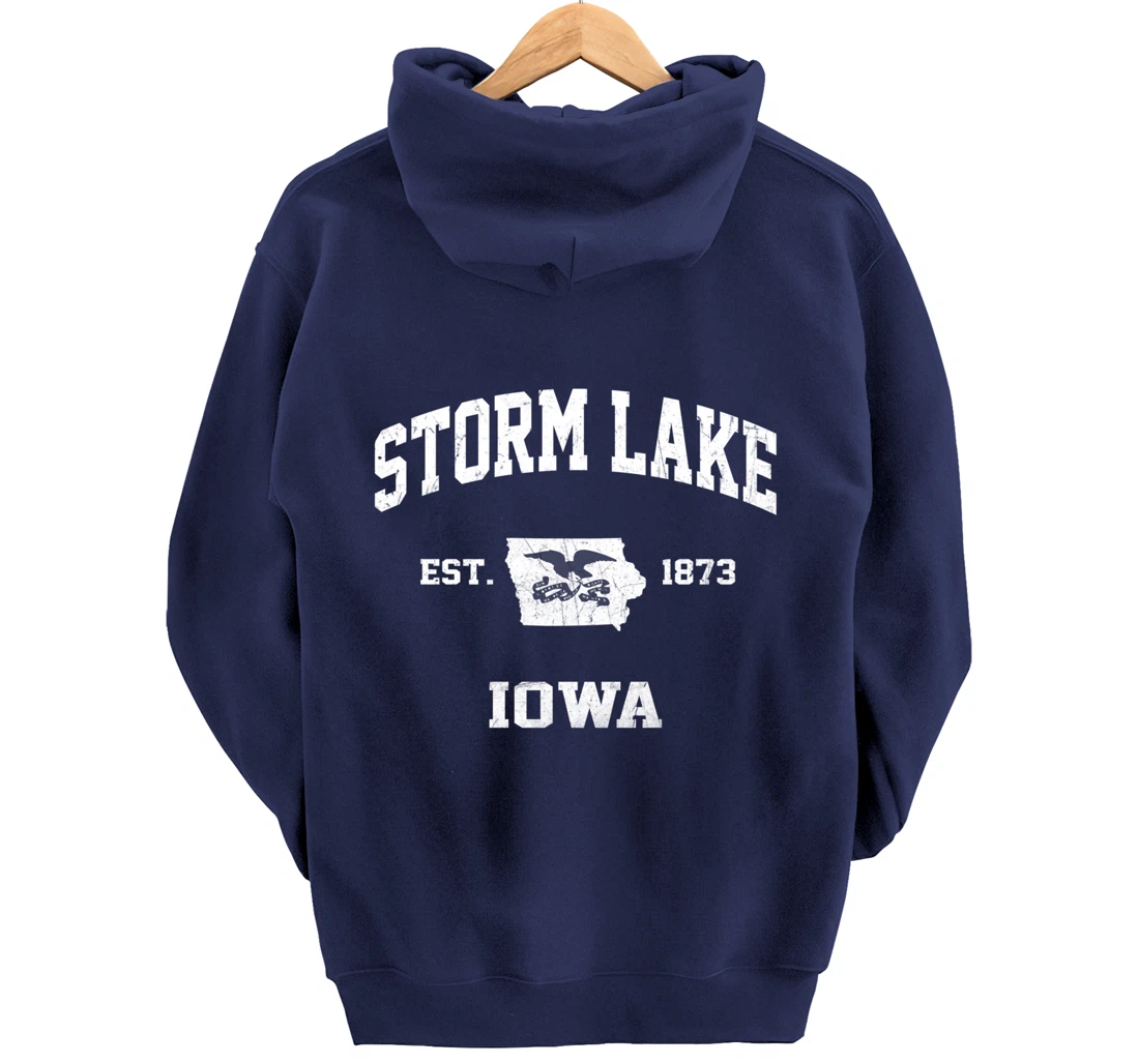 Storm Lake Iowa IA vintage State Athletic style Pullover Hoodie