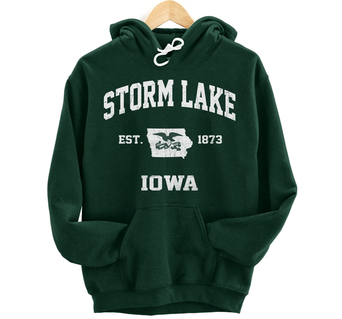Storm Lake Iowa IA vintage State Athletic style Pullover Hoodie