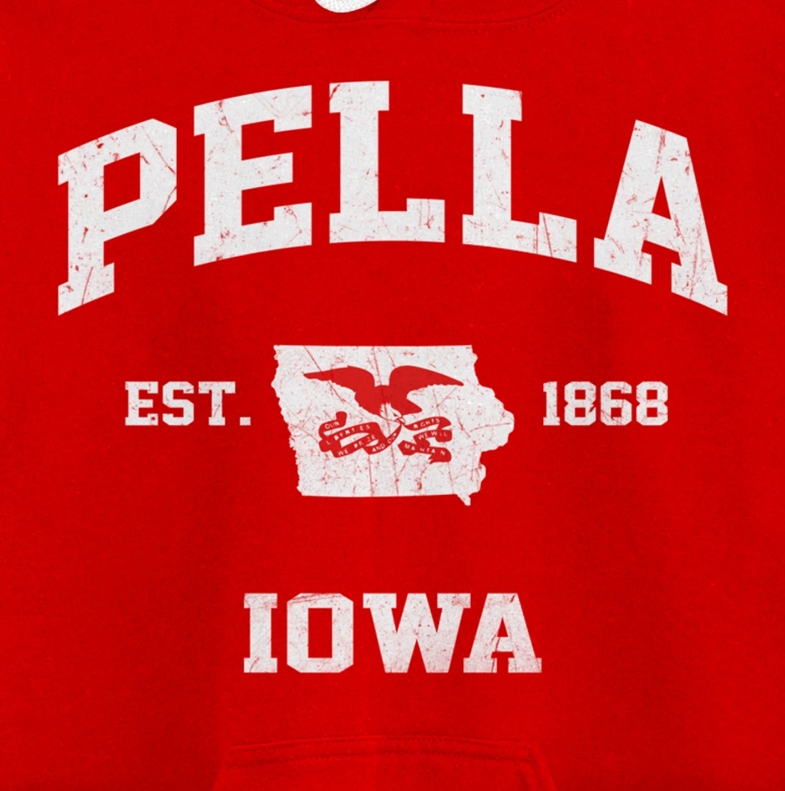 Pella Iowa IA vintage State Athletic style Pullover Hoodie