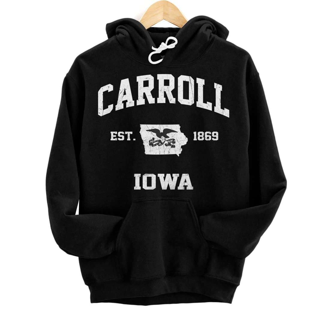 Carroll Iowa IA vintage State Athletic style Pullover Hoodie