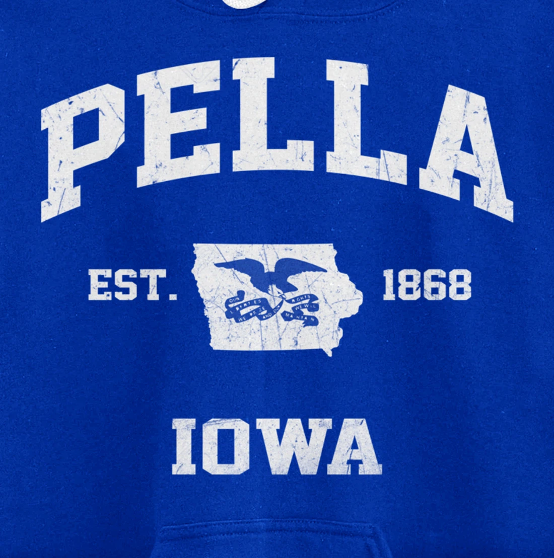 Pella Iowa IA vintage State Athletic style Pullover Hoodie