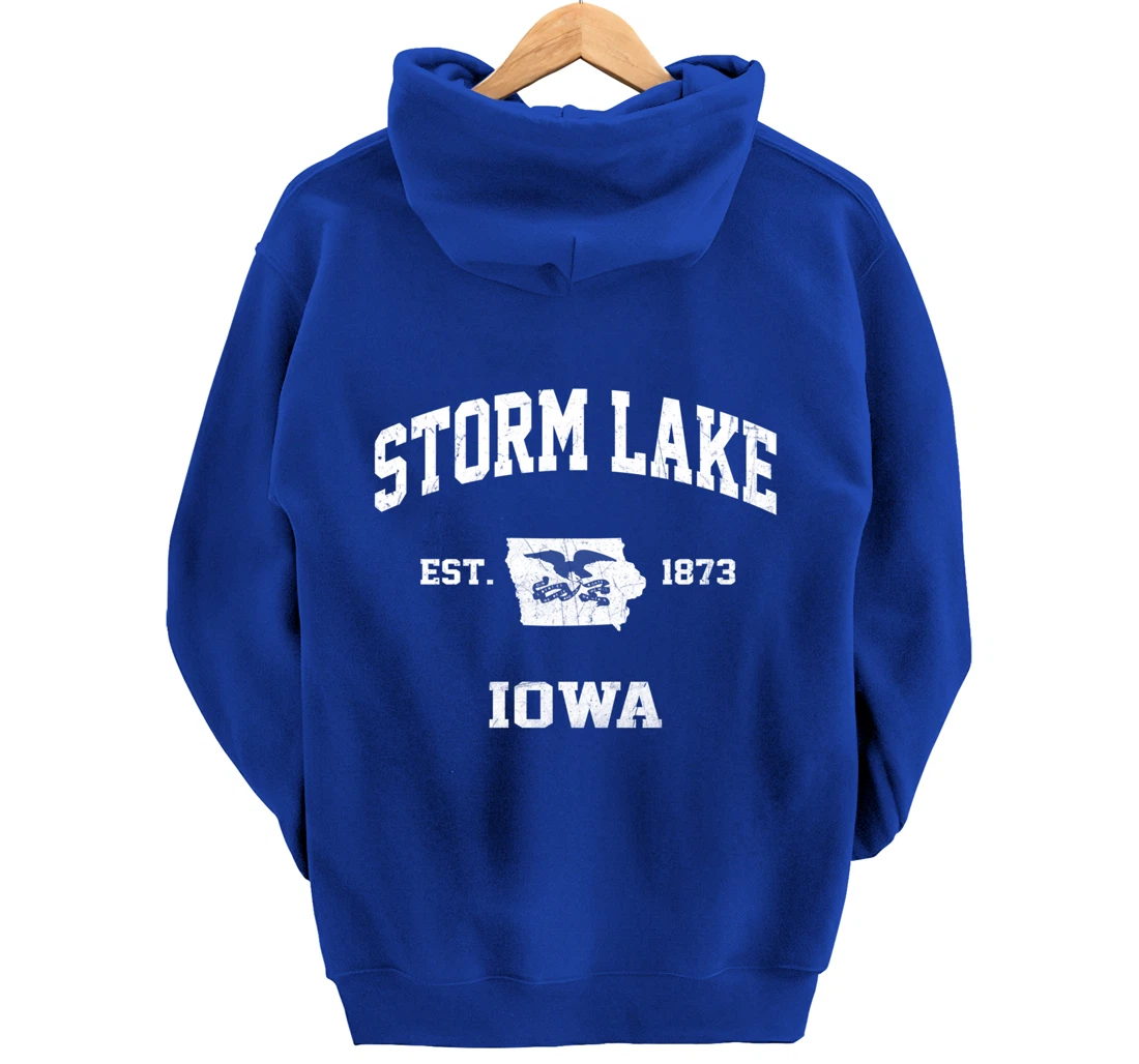 Storm Lake Iowa IA vintage State Athletic style Pullover Hoodie