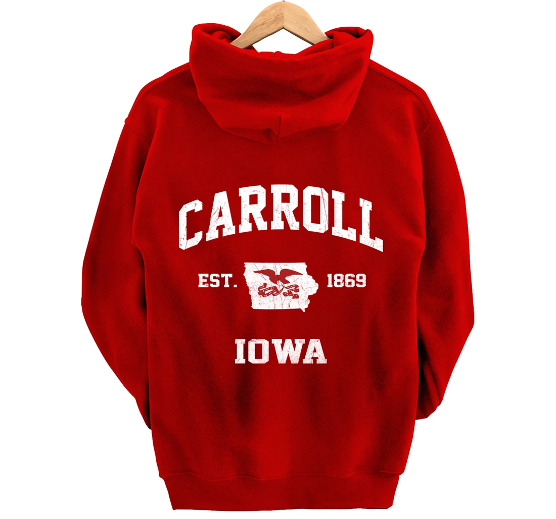 Carroll Iowa IA vintage State Athletic style Pullover Hoodie