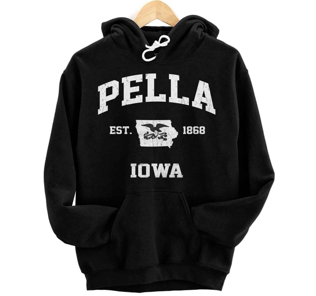 Pella Iowa IA vintage State Athletic style Pullover Hoodie