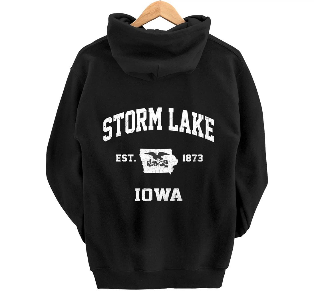 Storm Lake Iowa IA vintage State Athletic style Pullover Hoodie
