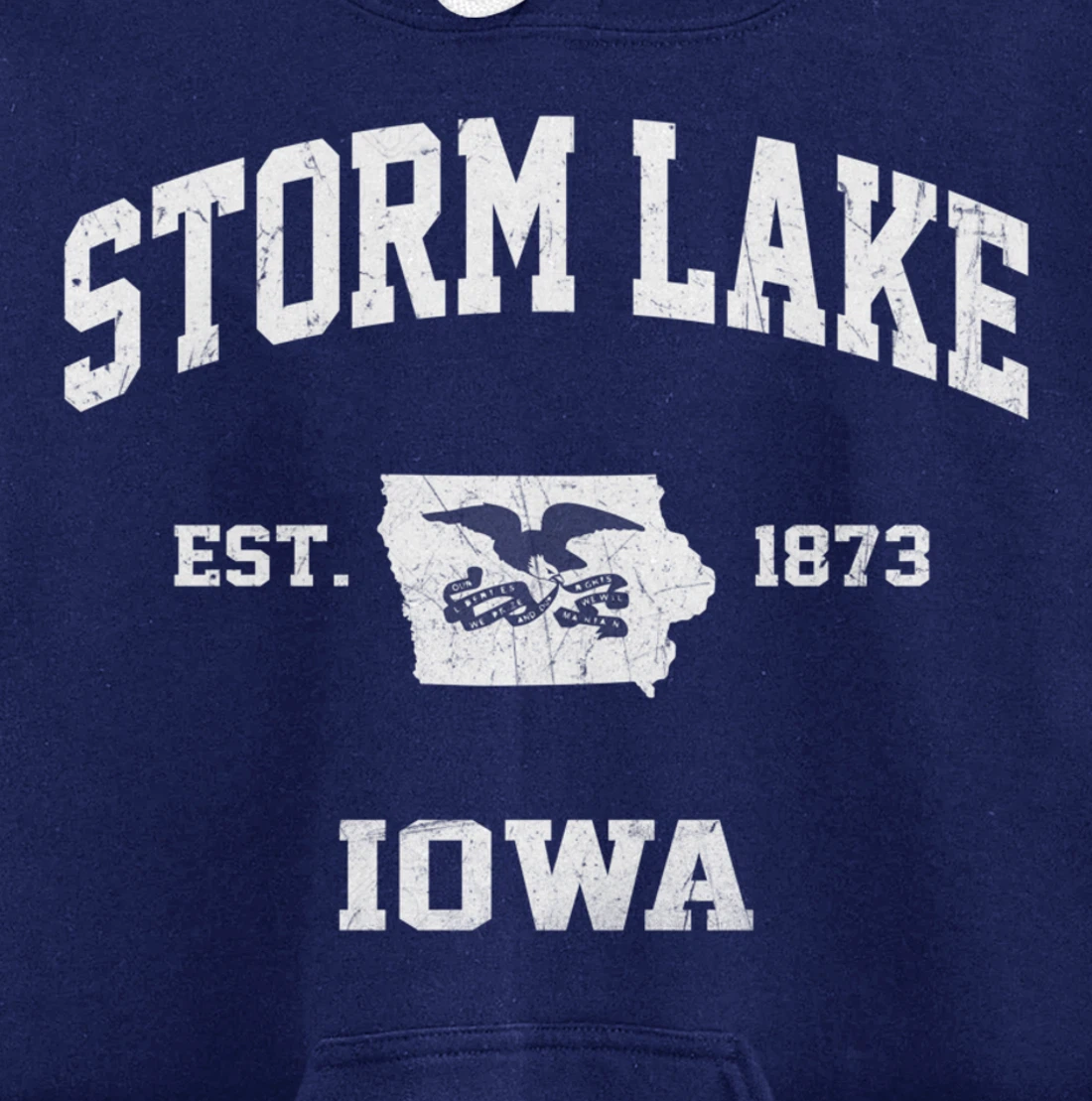 Storm Lake Iowa IA vintage State Athletic style Pullover Hoodie