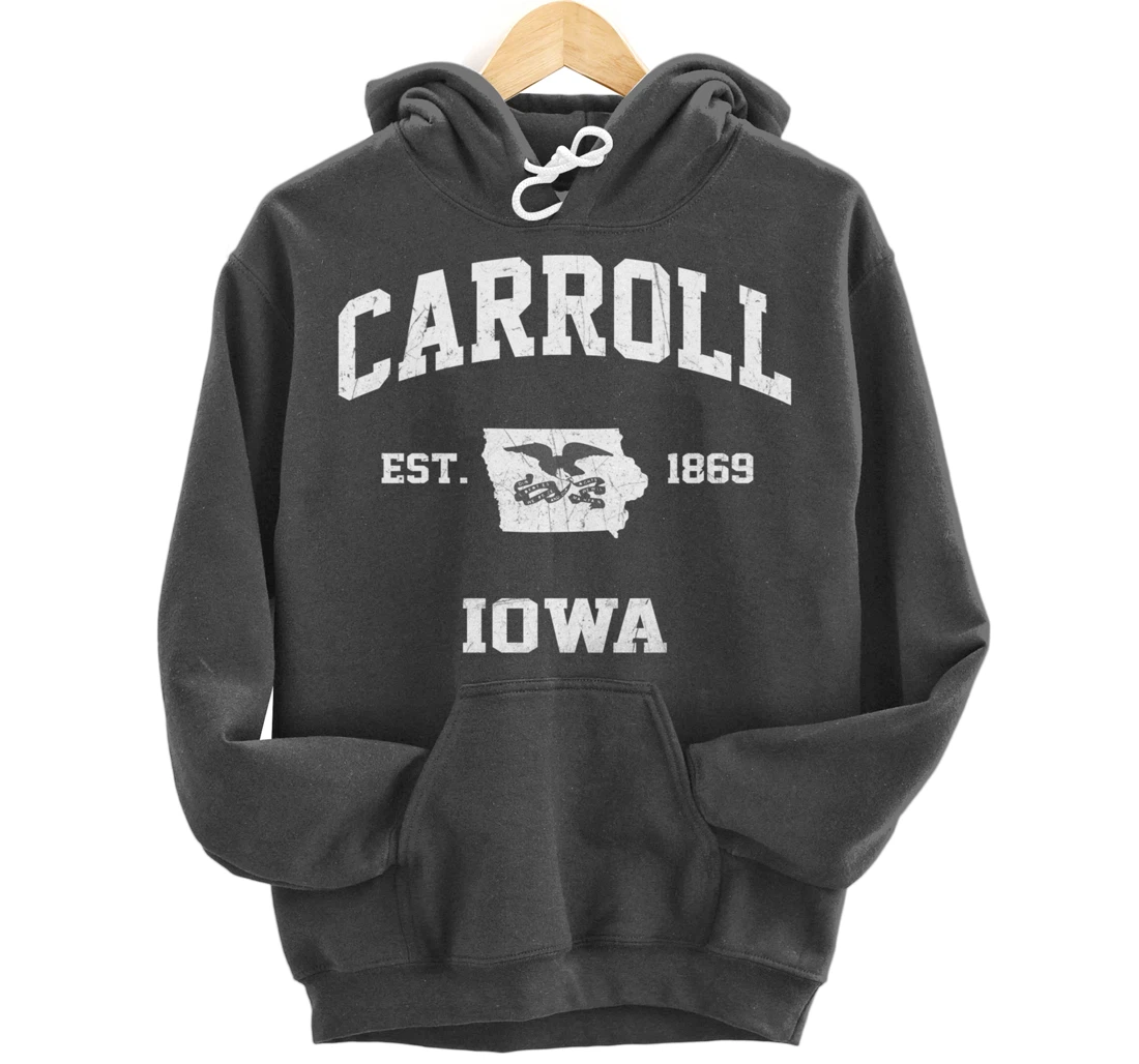 Carroll Iowa IA vintage State Athletic style Pullover Hoodie