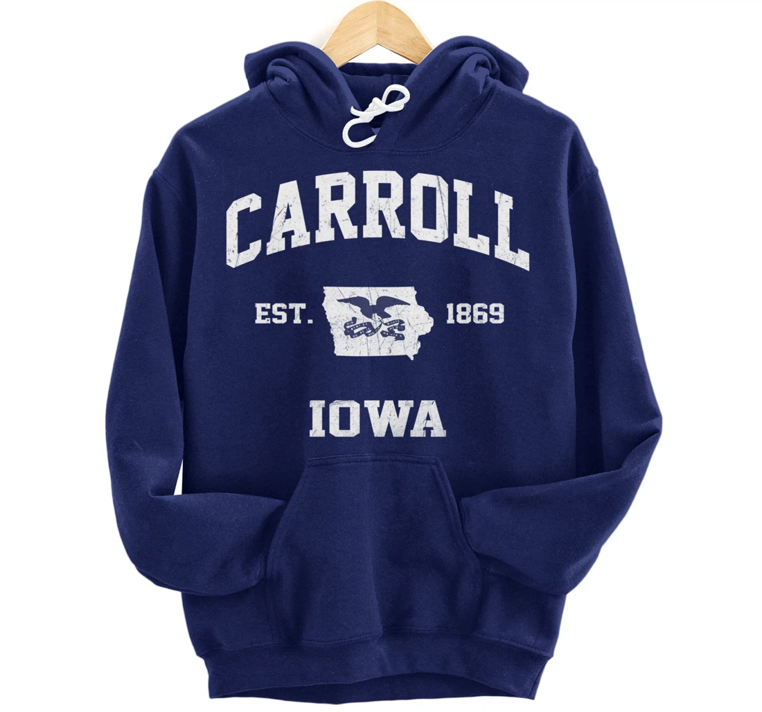 Carroll Iowa IA vintage State Athletic style Pullover Hoodie