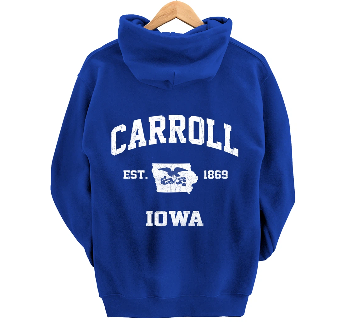 Carroll Iowa IA vintage State Athletic style Pullover Hoodie