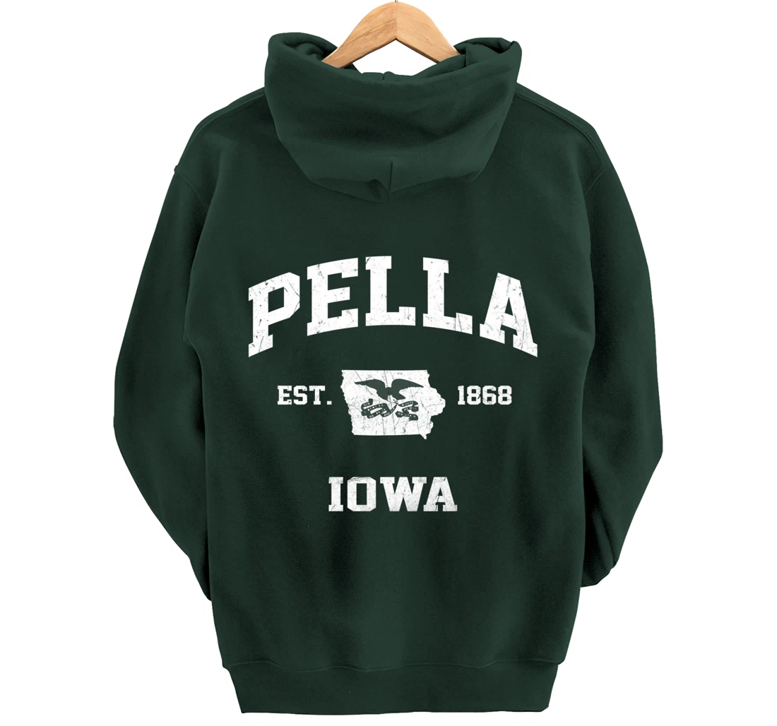 Pella Iowa IA vintage State Athletic style Pullover Hoodie